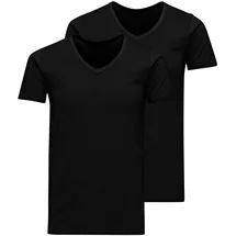 JACK & JONES T-Shirt im Pack JACBASIC V-NECK TEE, Kurzarm, einfarbig, Baumwolle Schwarz XL