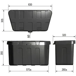 PRO PLUS ProPlus 340061 Werkzeugkiste-Deichselbox PP 630 x 320 x 355 mm mm