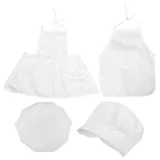 OUNONA 2 Stück Kinderschürze und Kochmütze für Babys 1–12 Monate aus Robustem Material in Weiß mit Tasche Kochkostüm für Rollenspiele Fotografie und Kindergeburtstage