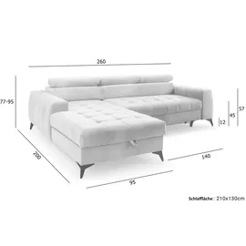 Fun Möbel Ecksofa Schlafsofa Sofa AGNESA XS Stoff Salvador Dunkelblau Ottomane Links - Blau