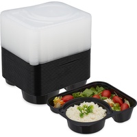 Relaxdays 24x Meal-Prep-Boxen, Lunchbox, schwarz