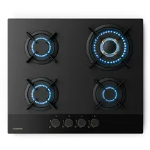 Klarstein Goldflame Nano Gaskochfeld 4 Messingbrenner, | 8 kW, | Nanobeschichtung, Flammenausfallschutz, Automatische Zündung, Umrüstbar für NG/LPG, Gasherd Küche