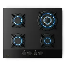Klarstein Goldflame Nano Gaskochfeld 4 Messingbrenner, | 8 kW, | Nanobeschichtung, Flammenausfallschutz, Automatische Zündung, Umrüstbar für NG/LPG, Gasherd Küche