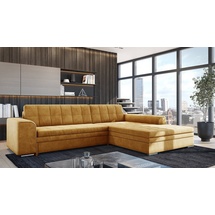 Fun Möbel Ecksofa Sofa SARRA mit Schlaffunktion Stoff Fresh Gelb Ottomane Rechts