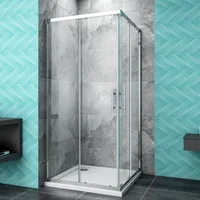 120x90x185cm Falttür eckdusche Duschkabinen  Pendeltür Duschabtrennung Eckeinstieg Dusche 6mm NANO ESGglas - Transparent/Silber