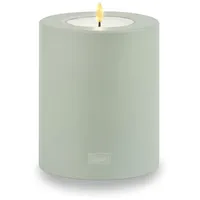 Qult Farluce Trend • Farbe Wüstensalbei • ∅10cm Höhe 12cm • Teelichthalter in Kerzenform • Kunststoffkerze in Kerzenoptik • Mit Teelichteinsatz • inkl. 1 TLM16 Maxilight Teelicht (für ∅10&12cm)