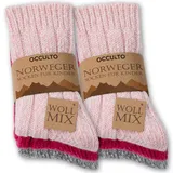 Occulto Kinder Wollsocken 6er Pack (Modell: Niki) Pink Mix 15-18 6 St