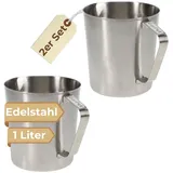 GarPet 2er Set Messbecher Edelstahl Messbecher 1l Cocktail Meßbecher Litermaß spülmaschinenfest ML OZ 1000 ML Messkanne Milchkännchen Milchaufschäumer