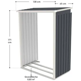 Juskys Geräteschuppen M mit Holzunterstand links 2,63 x 1,17 m anthrazit