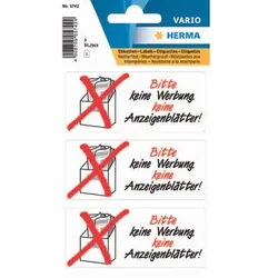 HERMA Hinweisetikett Bitte keine Werbung... leuchtrot 3 Stück