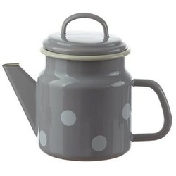 Neuetischkultur Teekanne Teekanne mit Deckel 1 Liter Retro für 4 Tassen, 1 l, (Stück, Stück), Kaffeekanne Emaillekanne grau|weiß