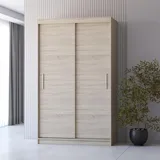 fabryka mebli idczak Schwebetürenschrank Kleiderschrank Neomi 04, Sonoma/Sonoma, 2-türig, 120 cm. - Hellbraun