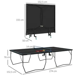 sportnow Tischtennisplatte Klappbar Schwarz