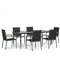 VidaXL 7-tlg. Garten-Essgruppe Schwarz Textilene und Stahl