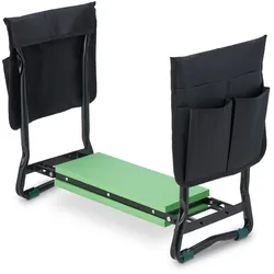 Relaxdays Kniebank für Gartenarbeit, klappbar, gepolstert, gelenkschonende Kniehilfe, Taschen, bis 150kg, schwarz/grün