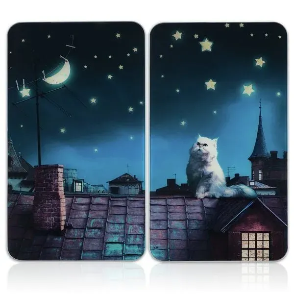 Preisvergleich Produktbild Abdeckplatten Universal MOON CAT, 2er-Set, für alle Herdarten