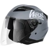 Westt Jethelm Motorradhelm mit Visier und Sonnenblende, ECE 22.06 Zertifiziert, Leichter Open-Face Helm für Roller, Moped, Mofa, Chopper – Damen & Herren