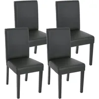 Mendler 4er-Set Esszimmerstuhl Stuhl Küchenstuhl Littau Kunstleder, schwarz matt,