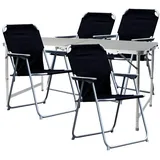 Mojawo Essgruppe 5-teiliges Campingmöbel Set Alu wetterfest 120x60x58/70cm schwarz schwarz