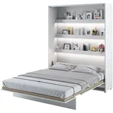 MEBLINI Schrankbett Bed Concept - Wandbett mit Lattenrost - Klappbett mit Schrank - Wandklappbett - Murphy Bed - Bettschrank - BC-12-160x200cm Vertikal - Weiß Hochglanz/Weiß