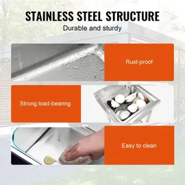 Vevor Edelstahl-Waschbecken, Freistehendes Waschbecken, inkl. Wasserhahn und Beinen, 41 x 33 x 22 cm Kommerzielle Einzelwaschbecken für Garage, Re...