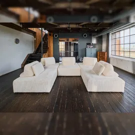 KAWOLA Modulsofa WIOLO SOFT 5 Module 5 Rückenkissen Weicher Breitcord cremeweiß