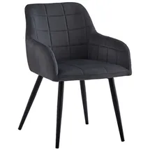 SAM Outillage Esszimmer Armlehnstuhl Samt Anthrazit Schwarz Metallbeine Lars