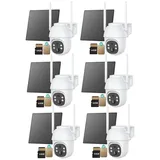 ieGeek Überwachungskamera 6 Stück 4G LTE Überwachungskamera Aussen mit SIM Karte & 64GB Karte (Aussen, Außenbereich, Wald, Farm, Campingbus, Straße, Outdoor, Außen, 2K Kabellos Akku Solar PTZ IP Kamera Outdoor Farb-Nachtsicht, Ohne WLAN 336°/90° Schwenkbar 2-Wege-Audio Bewegungserkennung, KI humanoide Erkennung präziser APP Alarm Push) weiß