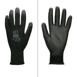 Arbeitshandschuhe 4 Paar mit PU-Beschichtung Schwarz Größe XL