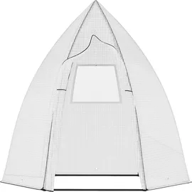 Outsunny Mini Gewächshaus Überwinterungszelt mit Rolltür 160x140x180cm für Garten Balkon Winterschutz Weiß Aosom.de