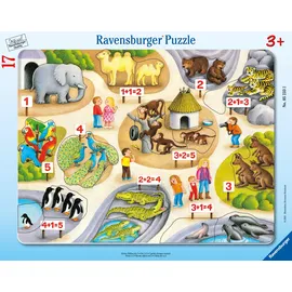 Ravensburger Kinderpuzzle Erstes Zählen bis 5, 17 Teile Rahmenpuzzle für Kinder ab 3 Jahren