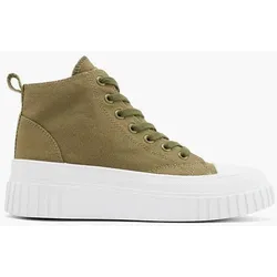 Hoher Platform Sneaker - Damen - olive