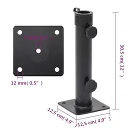 vidaXL Sonnenschirmständer für Ø38/48 mm Mast Mattschwarz Stahl