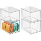 mDesign Aufbewahrungsbox mit Schublade Schuhbox stapelbar 4er Set transparent