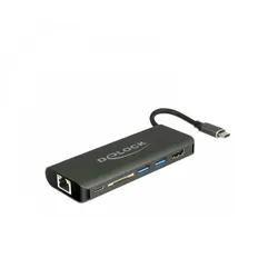Delock USB Type-C" 3.1 Dockingstation HDMI 4K 30 Hz Gigabit LAN und PD Funktion Lade-/Dockingstation