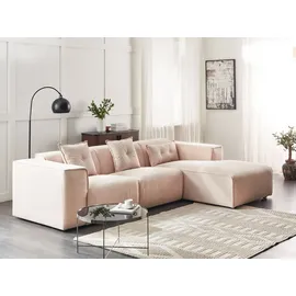 Beliani Ecksofa Beige Cord L-Förmig Linksseitig für 3 Personen Zeitgenössisch Modern Wohnzimmer - Beige/Schwarz