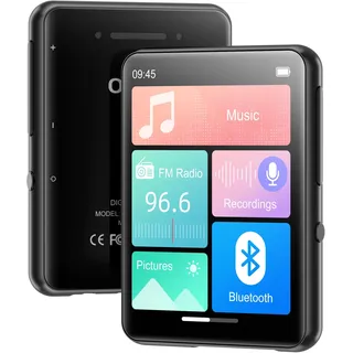 128GB MP3-Player Bluetooth 5.4, Oilsky 2,4" Full Touchscreen Tragbarer MP3 Musik Player mit Lautsprecher, FM Radio, Kinder MP3 Player (Schwarz)