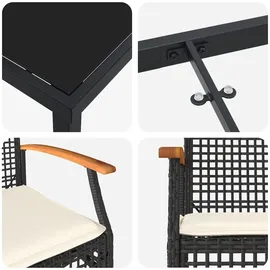 vidaXL Garten Essgruppe 5 pcs Schwarz Poly Rattan