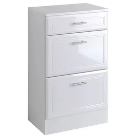 WELLTIME Unterschrank WELLTIME "Neapel", weiß, B:50cm H:84cm T:35cm, Holzwerkstoff, MDF, Schränke, Unterschrank, Breite 50 cm, mit Hochglanzfronten und eleganter Fräsung