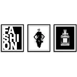 queence Bild »Fashionista«, Schriftzug-Schwarz-Weiß-Fashion-Mode-Magazincover-Frau-Bilder von Frauen-Schriftzug-Sprüche & Texte, (3 St.), gerahmt queence Farbe Rahmen: schwarz + Farbe Bild(er): schwarz