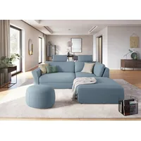 Ecksofa SIT & MORE "Cadabra L-Form" Sofas Gr. B/H/T: 243cm x 80cm x 198cm, Soft clean, Ottomane rechts, blau (hellblau) Breite 243 cm, inklusive Sitztiefenverstellung