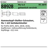 HALFEN Hammerkopfschraube R 88928 28/15 6-ktmutter M6 x 25 100 Stück