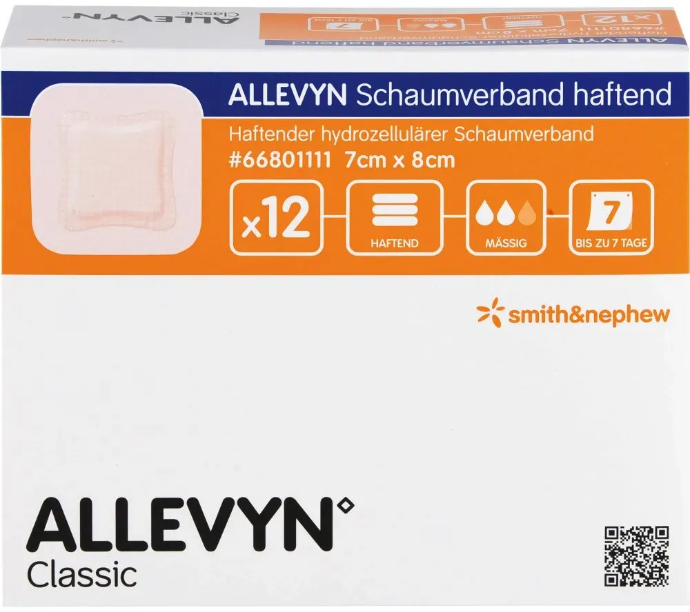ALLEVYN Schaumverband 7x8 cm haftend 12 St