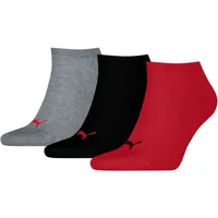 Puma Sneakersocken 3er Pack Rot/Grau/Schwarz 35-38