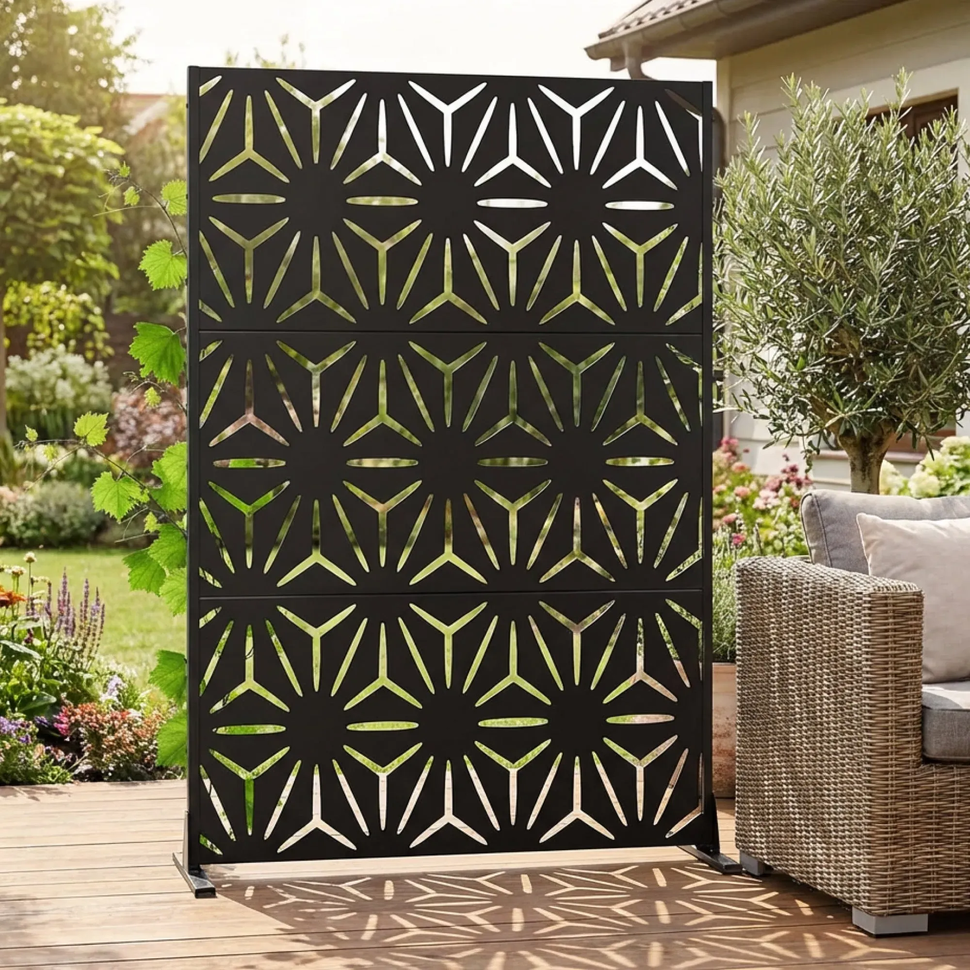 Trennwand Kilsturd verzinkter Stahl 180x120 cm Schwarz [casa.pro]