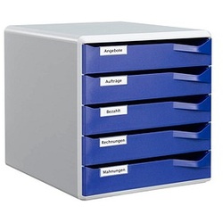 LEITZ Schubladenbox Post-Set blau DIN A4 mit 5 Schubladen