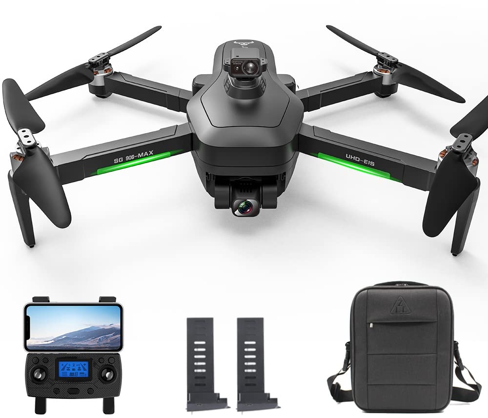Teeggi SG906 MAX1 GPS Drohne mit Kamera 4K für Erwachsene, 3km Kontrollabstand, 360 Grad Laser Hindernis Vermeidung, 3-Achsen Gimbal WiFi FPV, Professioneller RC Quadcopter, 2 Batterien