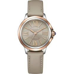 Solaruhr CITIZEN "Citizen L", natur, Armbanduhren, Damen, Armbanduhr, Damenuhr, Lederarmband, analog, Batterie-Entladungsanzeige