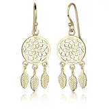 Elli Ohrhänger Traumfänger Federn gold 925 Sterling Silber onesize