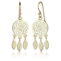 Elli Ohrhänger Traumfänger Federn gold 925 Sterling Silber onesize
